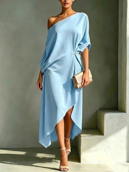 Dress One-Shoulder Flowing High-Low Hem