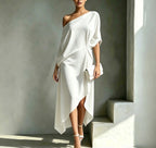 Dress One-Shoulder Flowing High-Low Hem