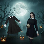 Dress Plus Size Long Sleeve Pointed White Collar