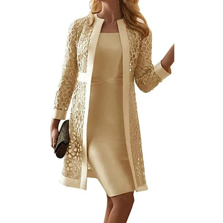 Dress Set Knee-Length Sheath & Lace Jacket