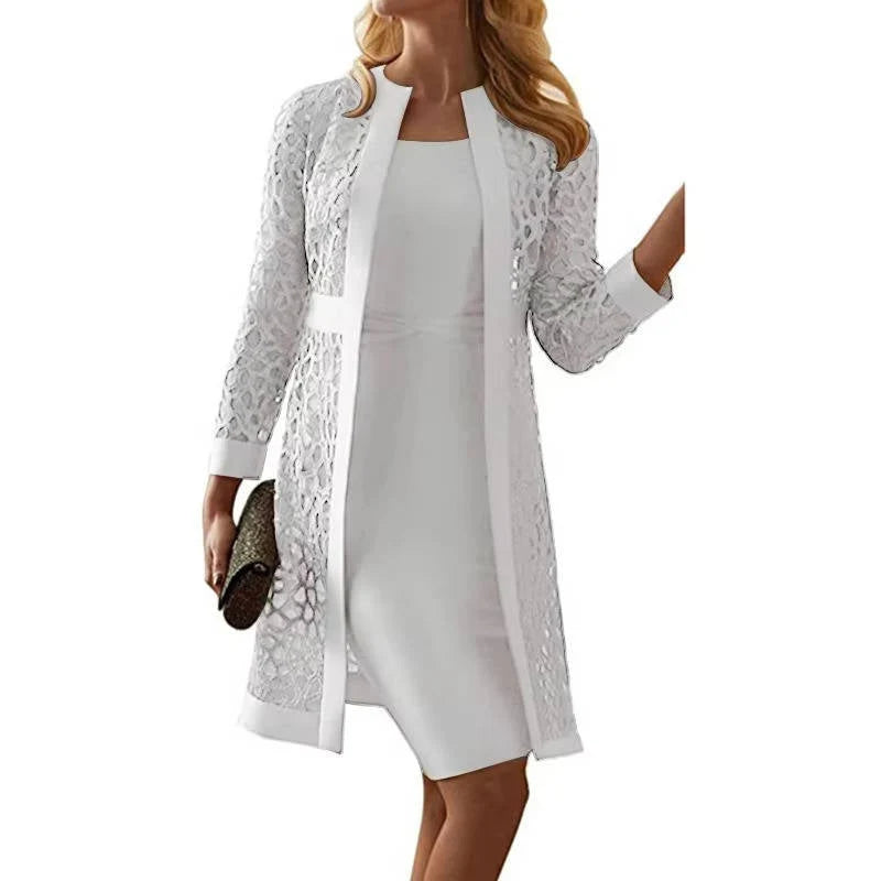 Dress Set Knee-Length Sheath & Lace Jacket