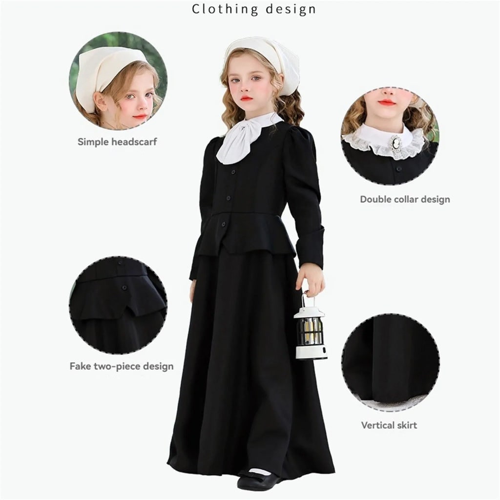 Dress Victorian Gothic Long Sleeve White Collar