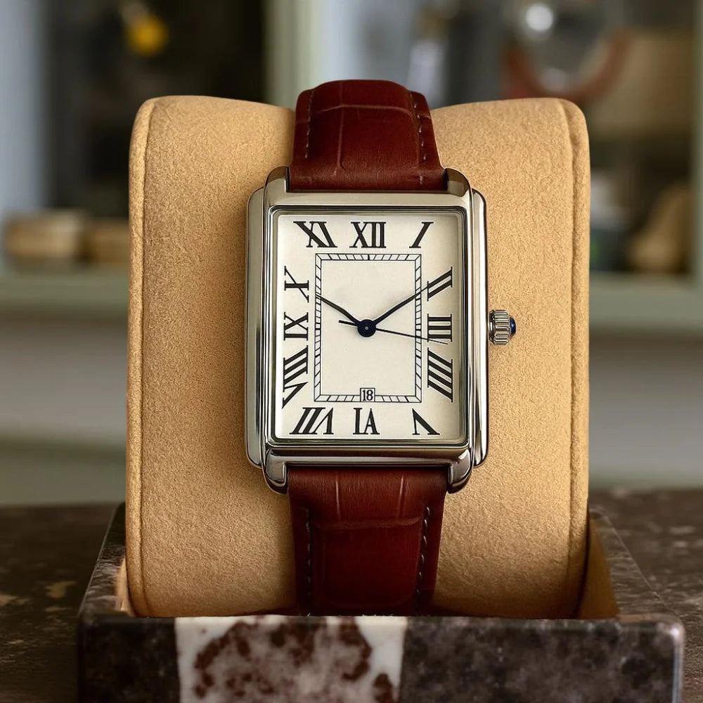 Dress Watch Square Stainless Steel Roman Numerals