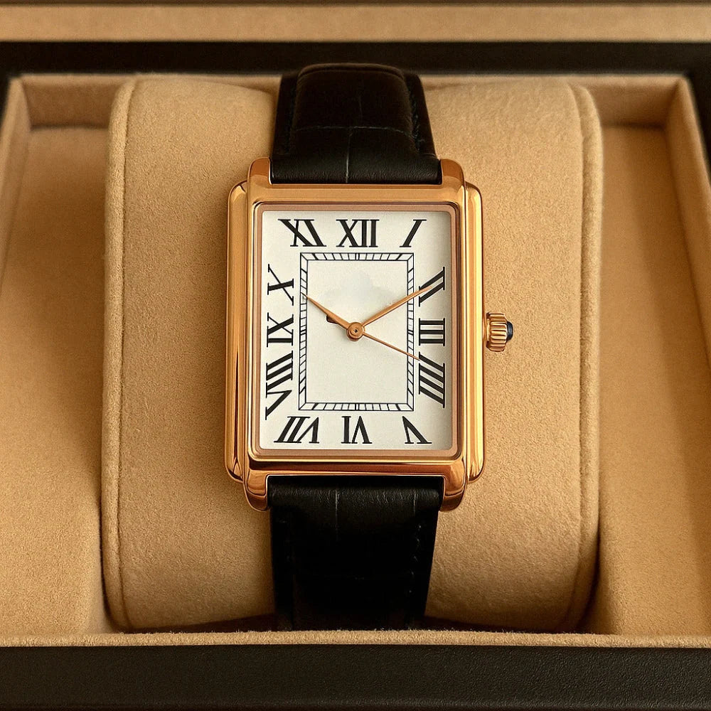 Dress Watch Square Stainless Steel Roman Numerals