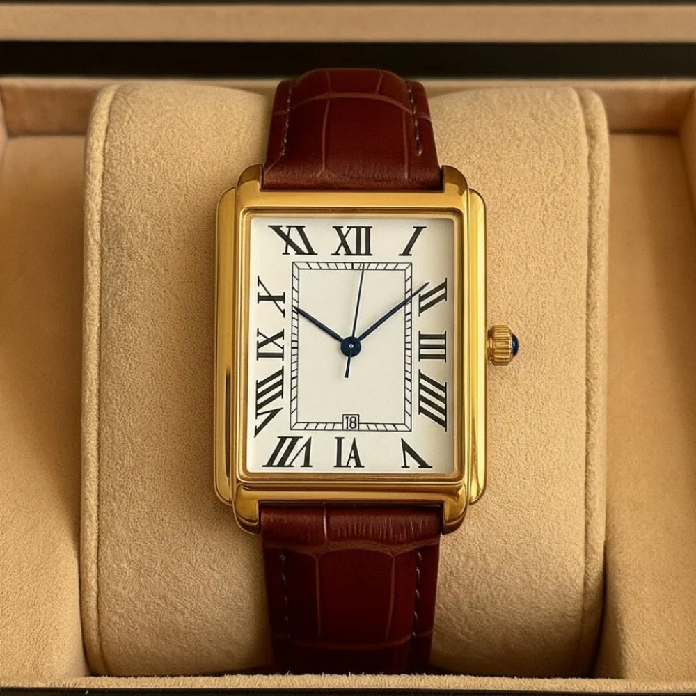 Dress Watch Square Stainless Steel Roman Numerals