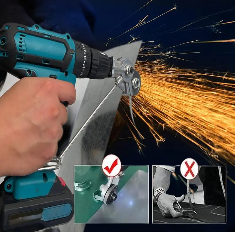 Drill Attachment Metal Cutting 3 Interchangeable Heads Fits Standard Chucks