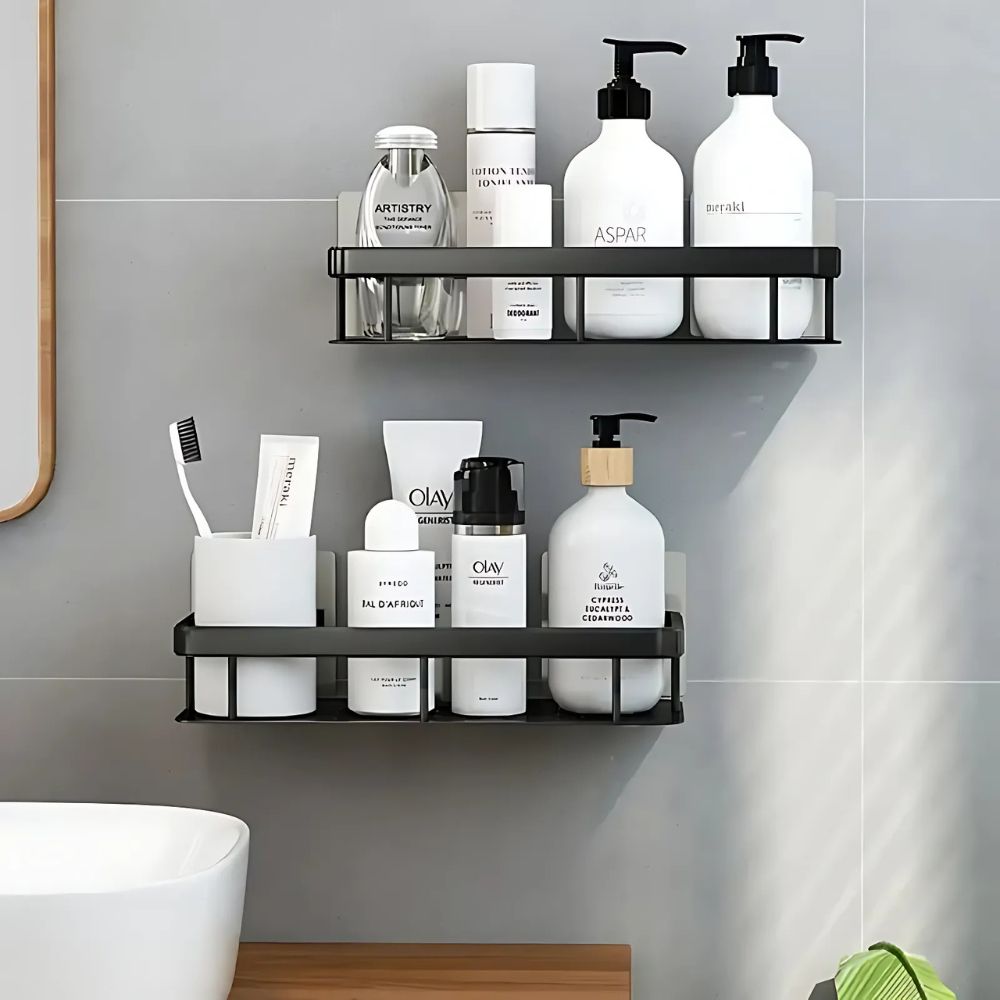 Drill-Free Adhesive & Suction Shower Caddy