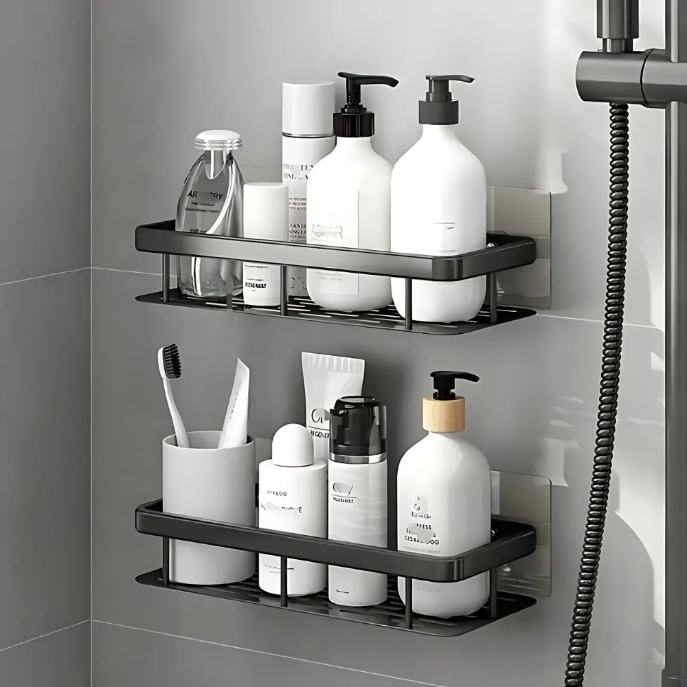 Drill-Free Adhesive & Suction Shower Caddy