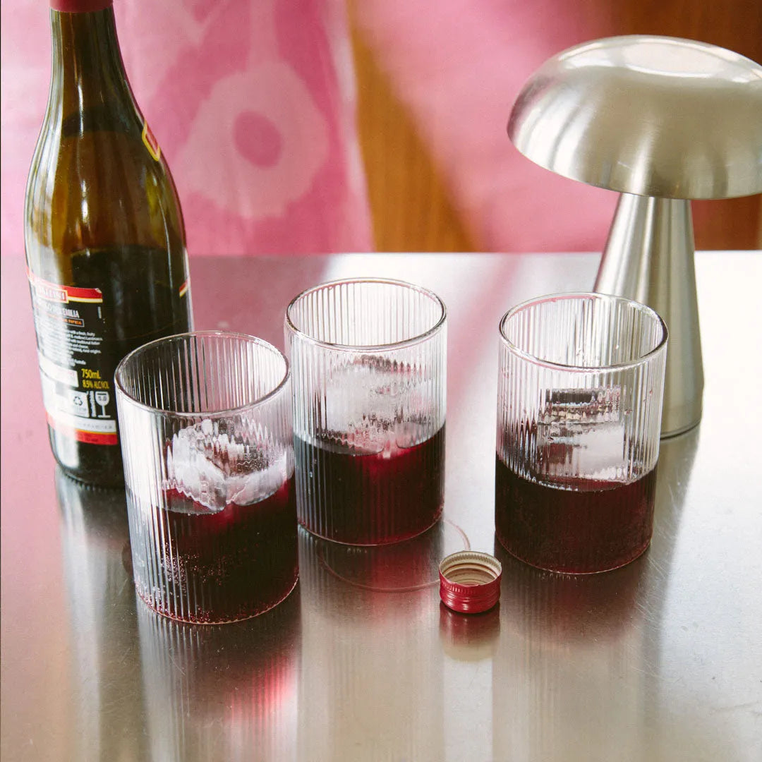 Drinking Glass Ribbed Clear Two Sizes