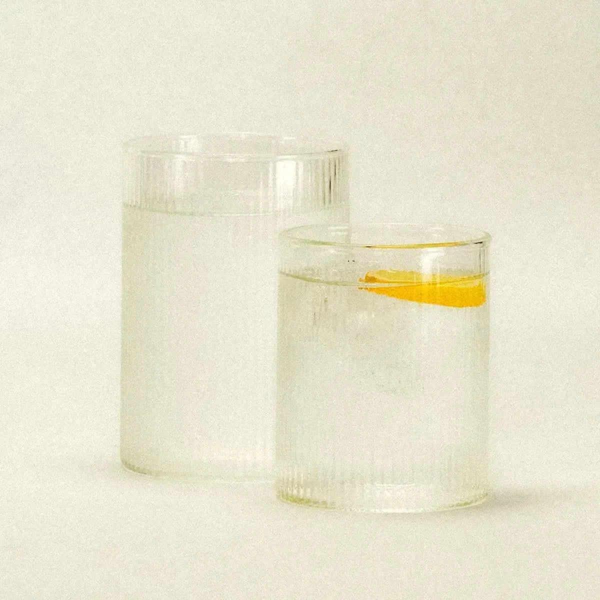 Drinking Glass Ribbed Clear Two Sizes
