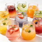 Drinking Glass Set Unbreakable Rippled PET Set of 4