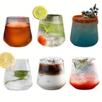 Drinking Glass Set Unbreakable Rippled PET Set of 4