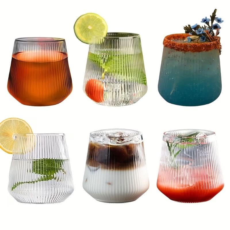 Drinking Glass Set Unbreakable Rippled PET Set of 4