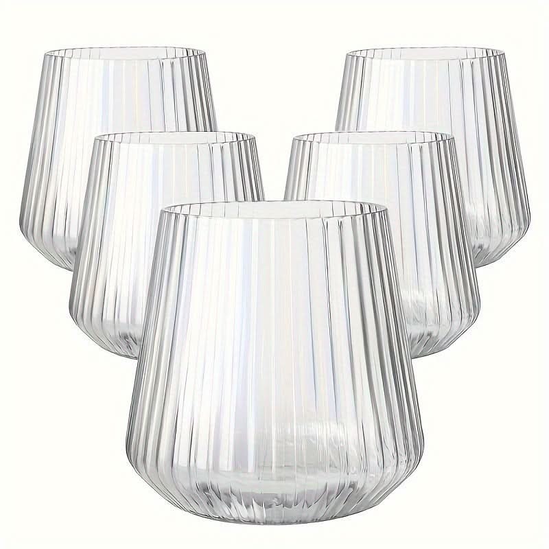Drinking Glass Set Unbreakable Rippled PET Set of 4