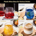 Drinking Glass Set Unbreakable Rippled PET Set of 4