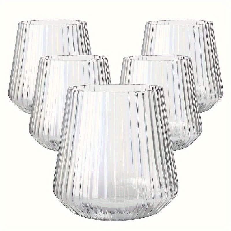 Drinking Glass Set Unbreakable Rippled PET Set of 4
