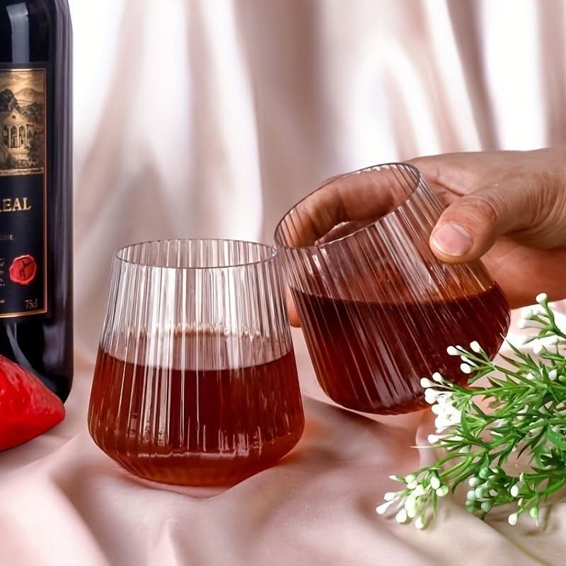 Drinking Glass Set Unbreakable Rippled PET Set of 4