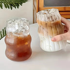 Drinking Glasses Double-Walled Borosilicate Ribbed Grip 350 ml