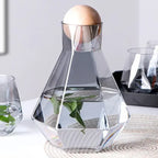 Drinkware Set Diamond-Cut Glass Carafe & Four Glasses
