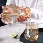 Drinkware Set Diamond-Cut Glass Carafe & Four Glasses