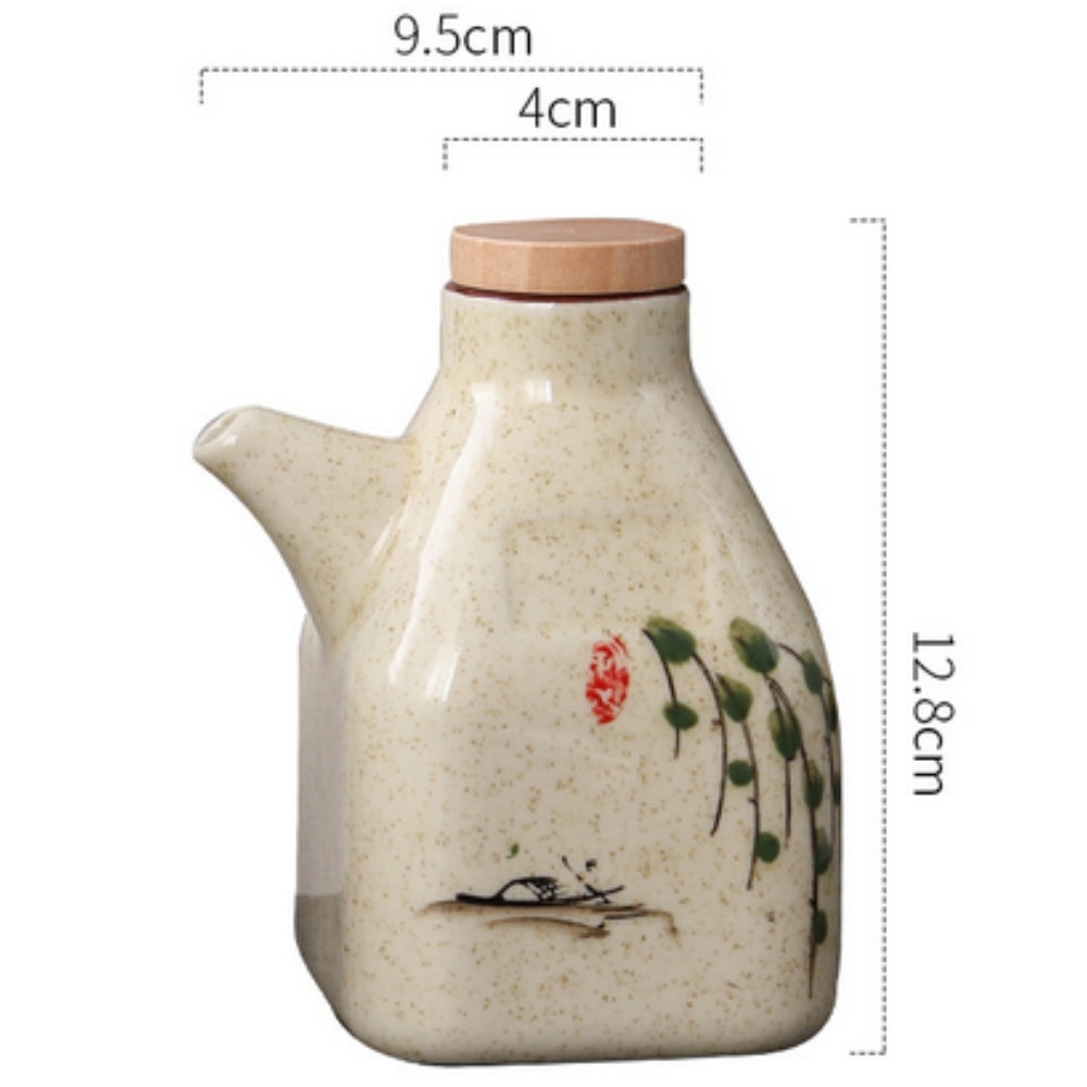 Drip-Free Hand-Painted Ceramic Oil & Sauce Dispenser