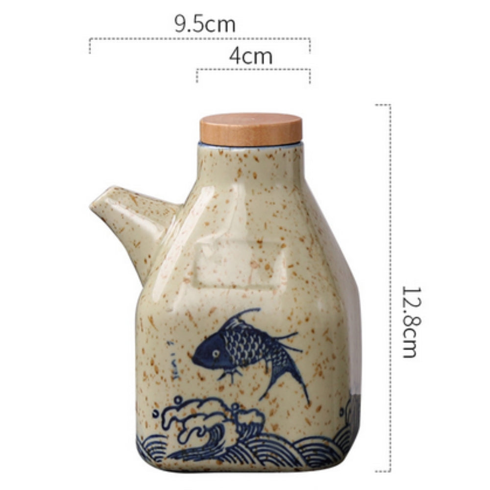 Drip-Free Hand-Painted Ceramic Oil & Sauce Dispenser