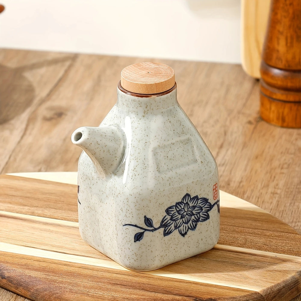 Drip-Free Hand-Painted Ceramic Oil & Sauce Dispenser