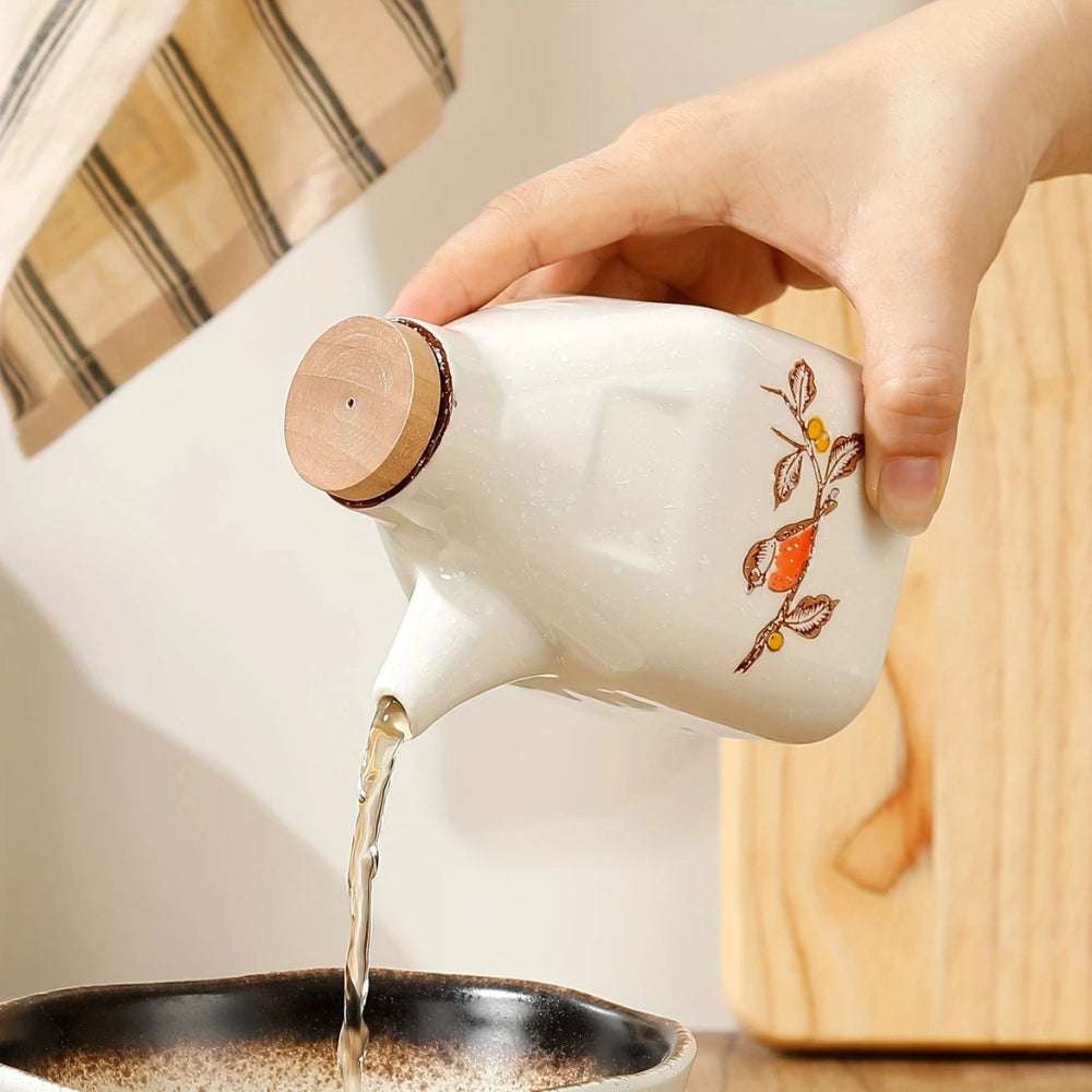 Drip-Free Hand-Painted Ceramic Oil & Sauce Dispenser