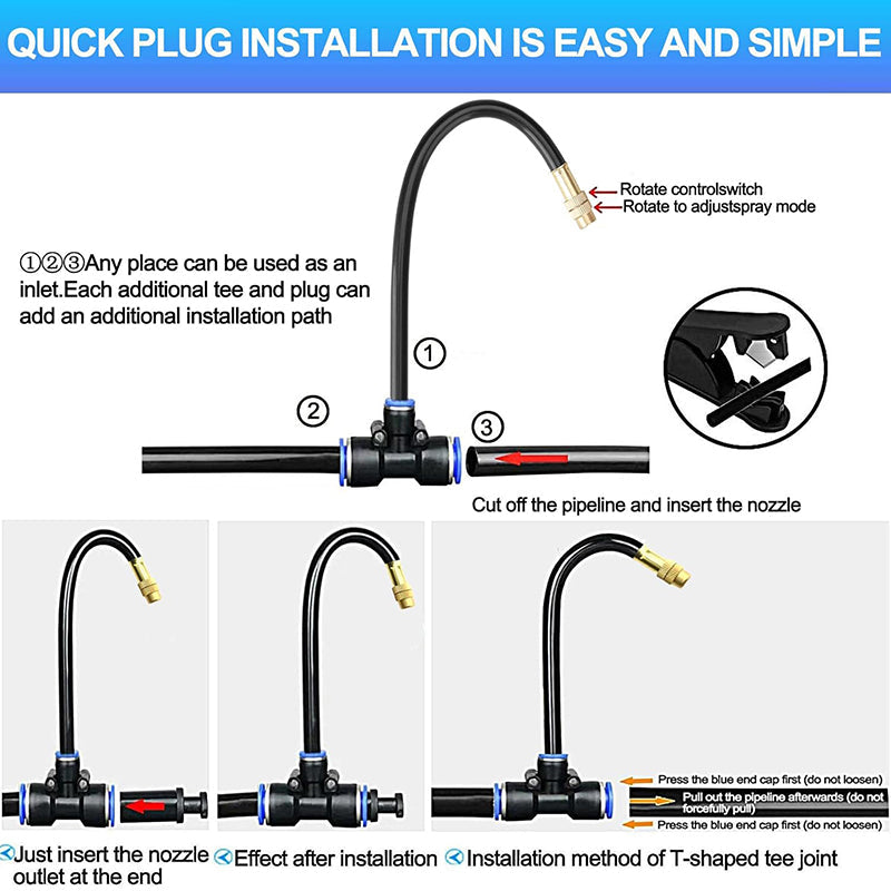 Drip Irrigation Kit Adjustable 360° Nozzles & Flexible Hose
