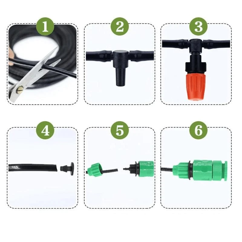 Drip Irrigation Kit Adjustable Nozzles & Water-Saving