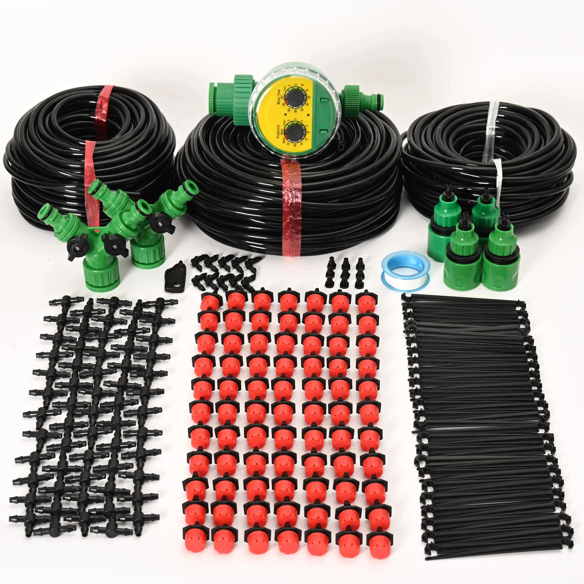 Drip Irrigation System Programmable Timer Pressure-Regulated Adjustable Drip Heads