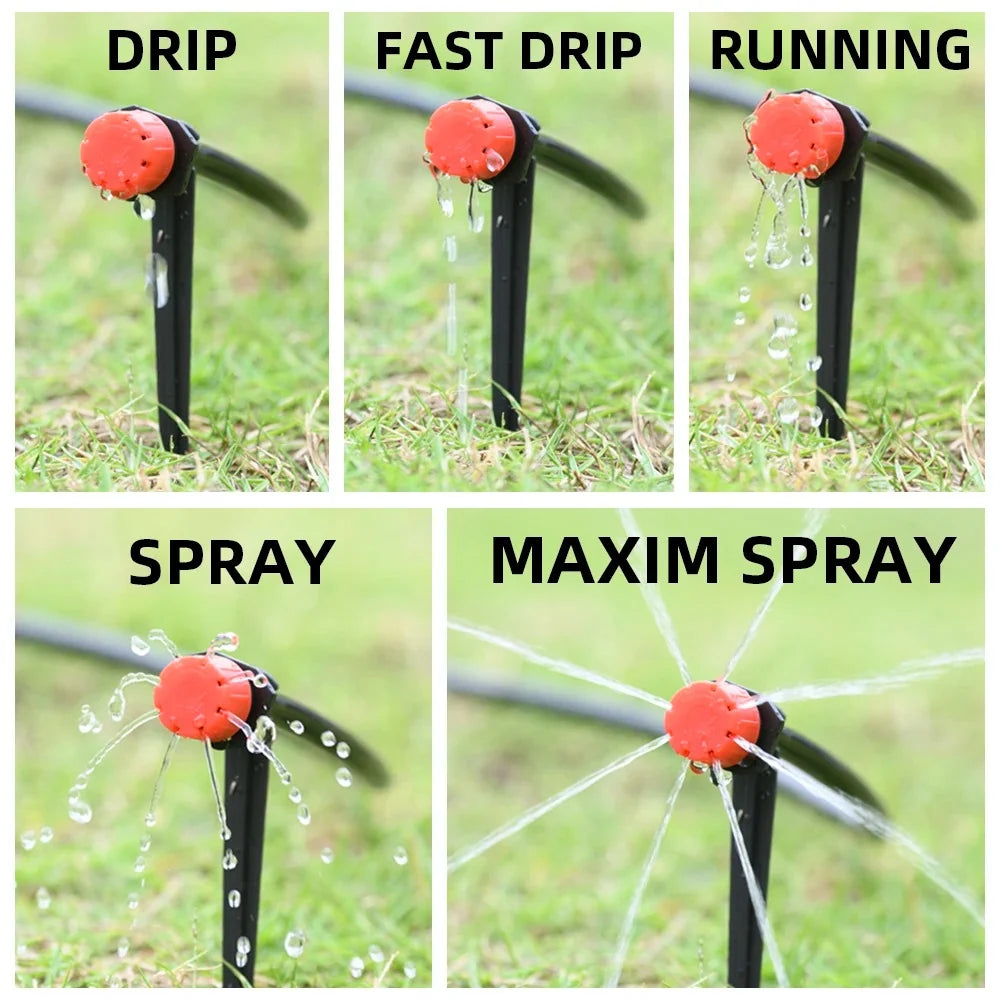Drip Irrigation System Programmable Timer Pressure-Regulated Adjustable Drip Heads