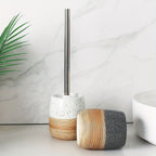 Drip-Proof Ceramic Base Stainless Steel Handle Toilet Brush & Holder (Compact)