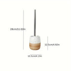 Drip-Proof Ceramic Base Stainless Steel Handle Toilet Brush & Holder (Compact)