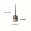Drip-Proof Ceramic Base Stainless Steel Handle Toilet Brush & Holder (Compact)