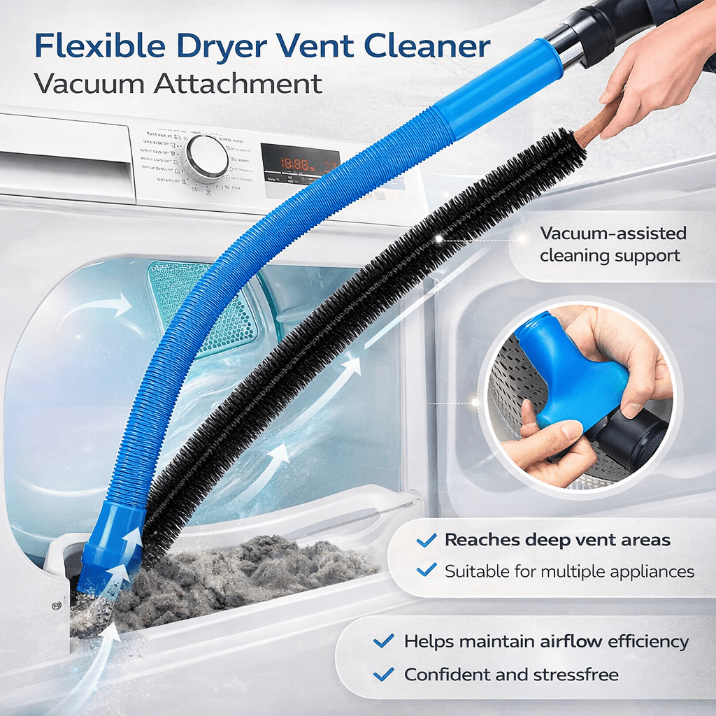 Dryer Vent Cleaner 114 cm Flexible Vacuum Compatible