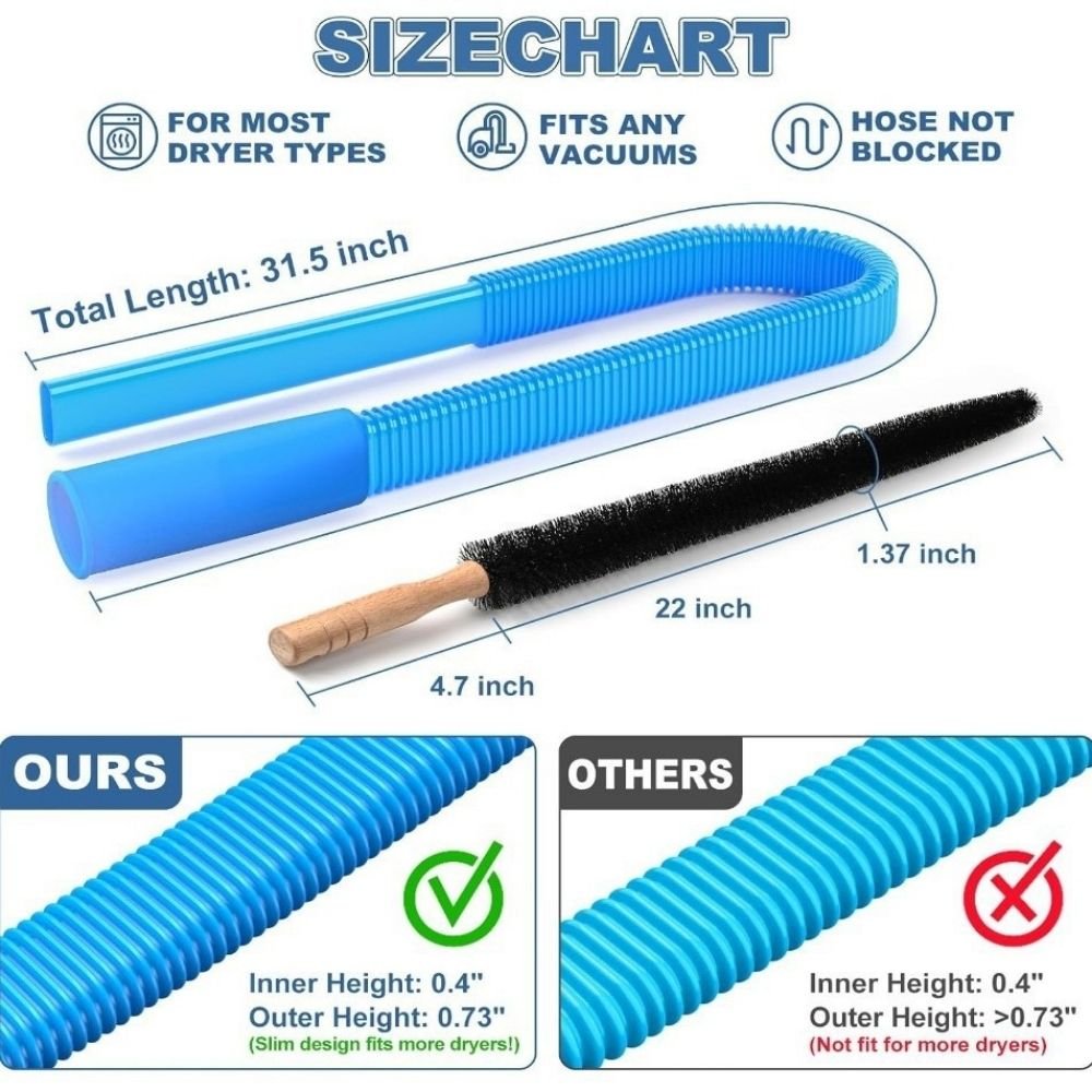 Dryer Vent Cleaner 114 cm Flexible Vacuum Compatible