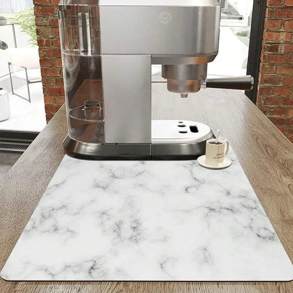 Drying Mat Absorbent Marble Design Heat-Resistant & Non-Slip Base