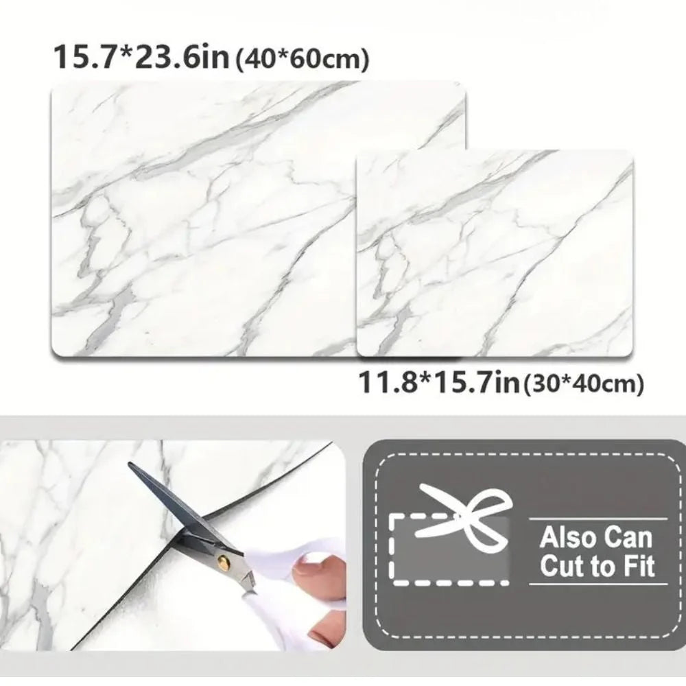 Drying Mat Absorbent Marble Design Heat-Resistant & Non-Slip Base