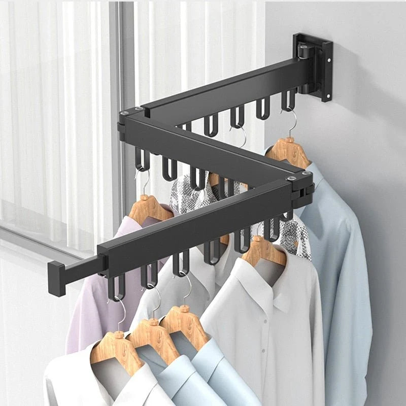 Drying Rack Wall-Mounted Retractable Aluminum Frame