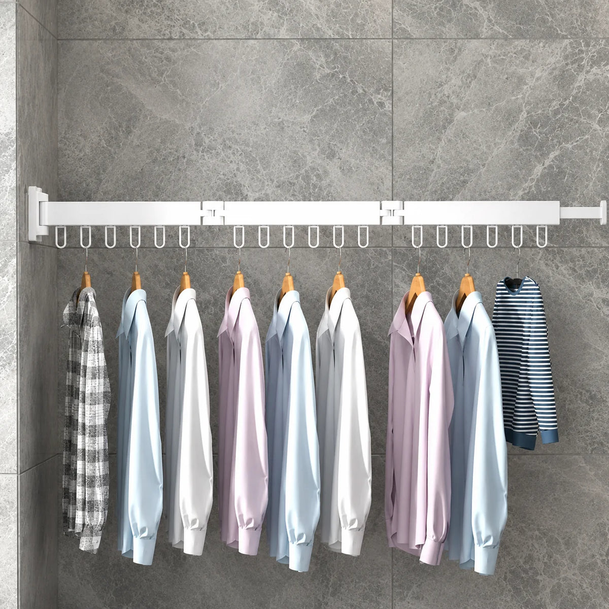 Drying Rack Wall-Mounted Retractable Aluminum Frame