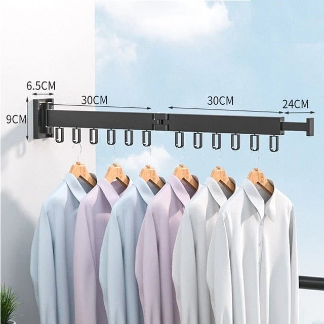 Drying Rack Wall-Mounted Retractable Aluminum Frame