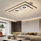 Dual-Fan Dimmable LED Flush Mount Ceiling Fan