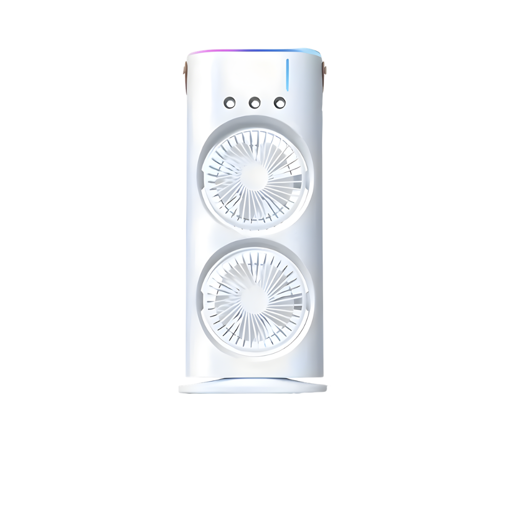 Dual-Head USB-Powered Mist & RGB Desk Fan