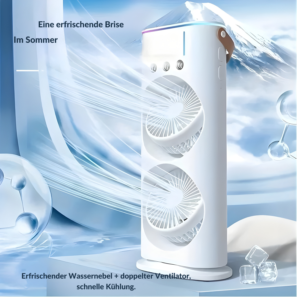 Dual-Head USB-Powered Mist & RGB Desk Fan