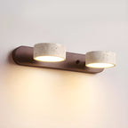 Dual LED Travertine & Walnut Wall Sconce