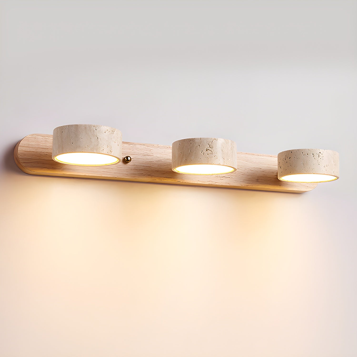 Dual LED Travertine & Walnut Wall Sconce