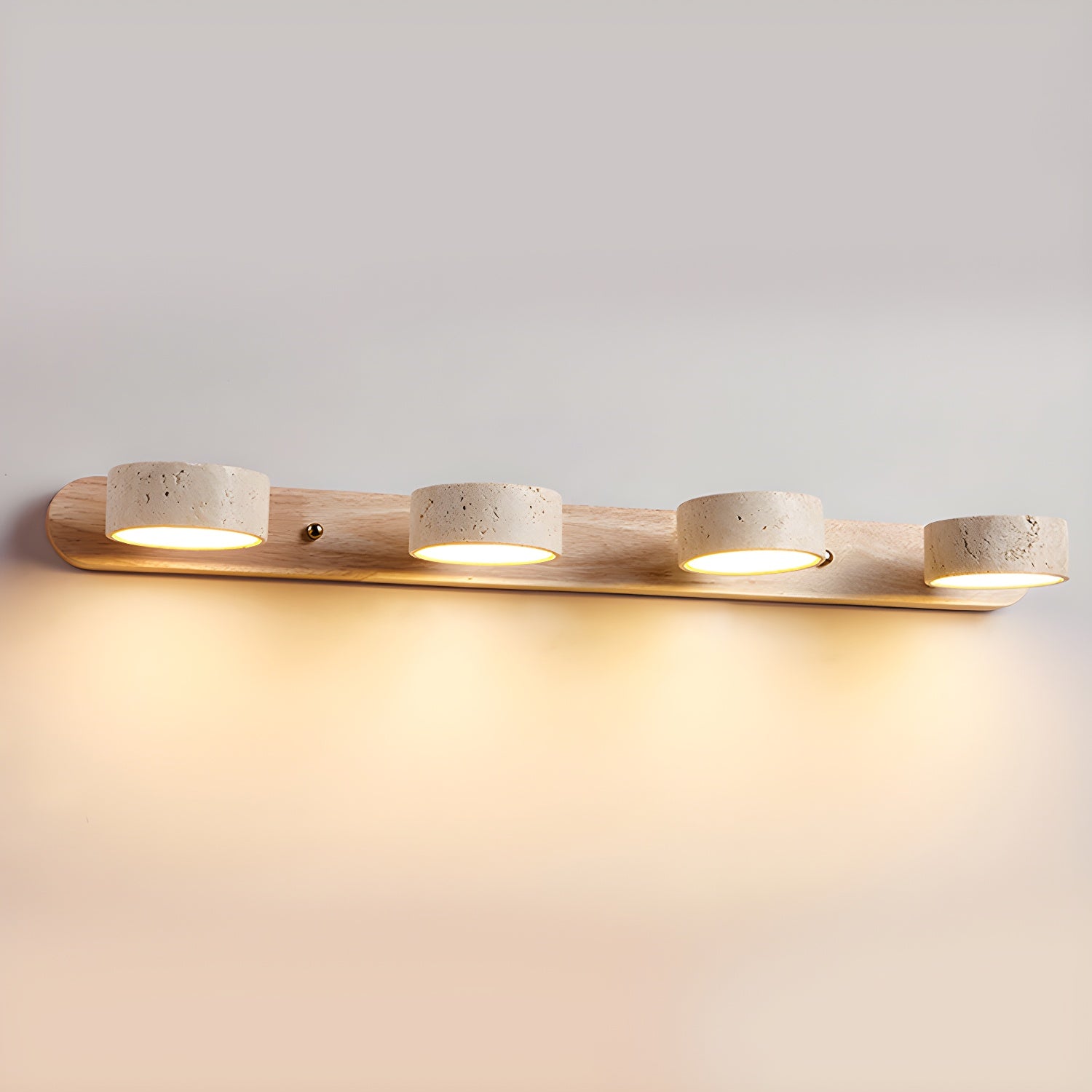 Dual LED Travertine & Walnut Wall Sconce