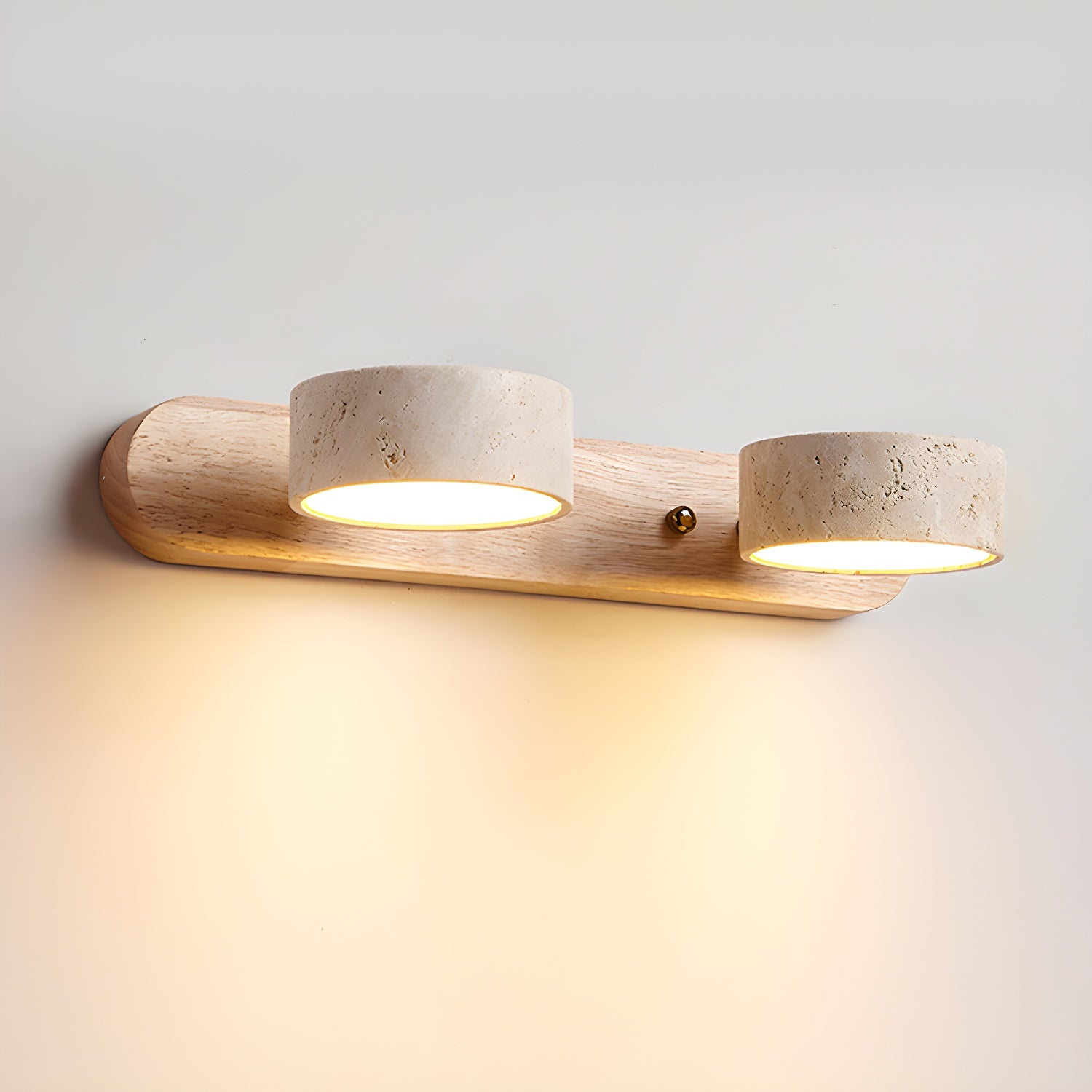 Dual LED Travertine & Walnut Wall Sconce