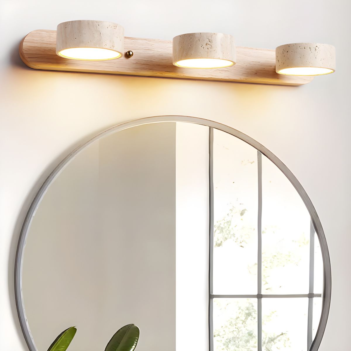 Dual LED Travertine & Walnut Wall Sconce